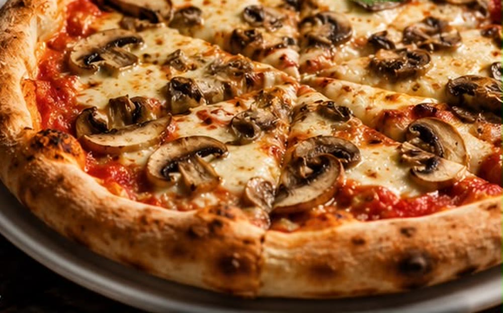 Pizza de champiñón con mozzarella